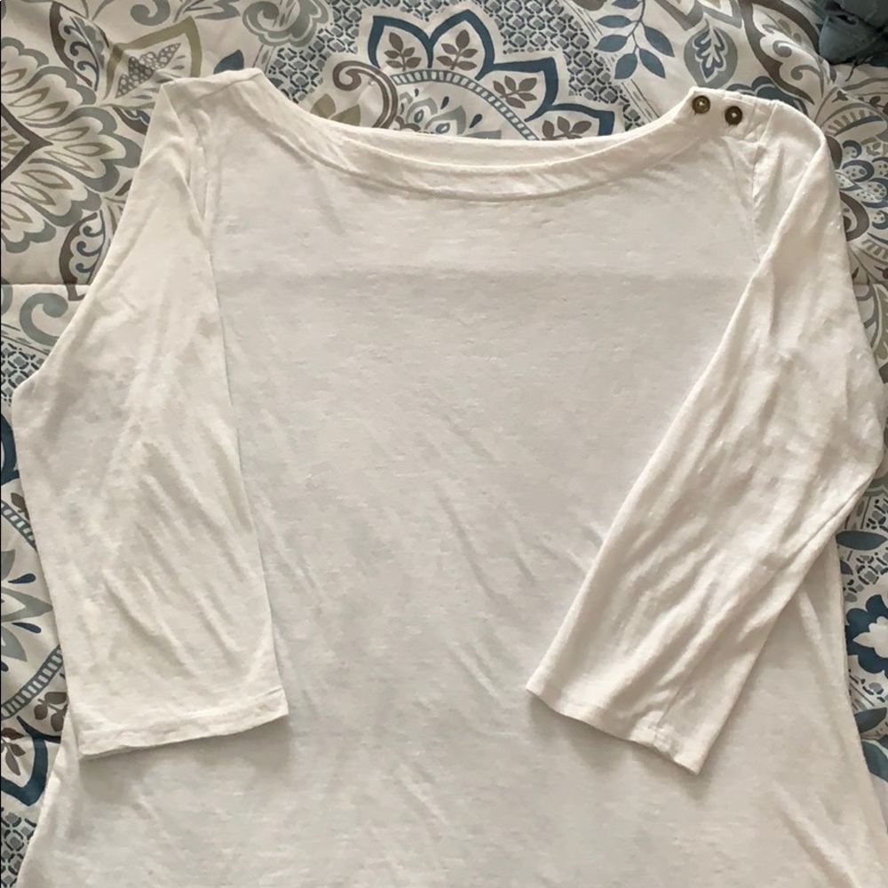 LOFT white boat neck 3/4 sleeve tee